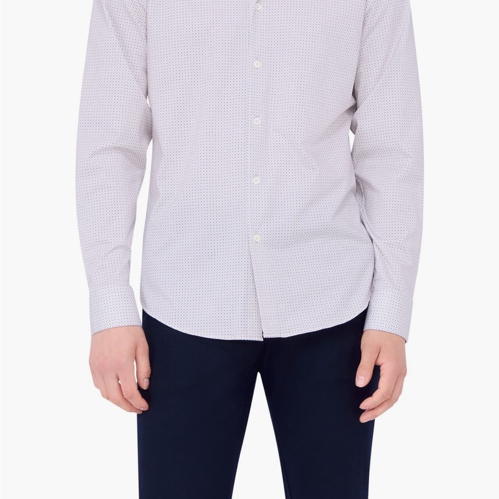 Set of 2 Bugatchi men’s size medium button down shirts. White and sand.